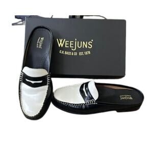 Classic Bass Weejuns Black White WYNN Mules Size 7